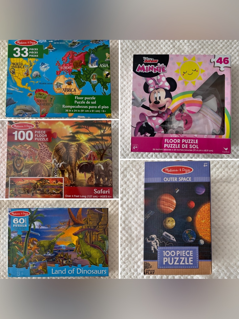 🧩 🆕HUGE Kids Puzzle Bundle – Melissa & Doug, Disney Minnie & More! 🌎🦖🚀